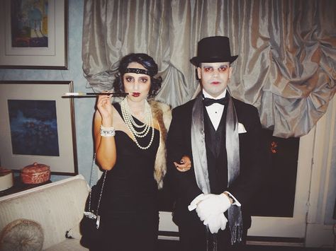 Flapper ghost. 1920s Halloween costumes. The Bobbed Brunette: The Ghostly Roaring 20s Halloween 1920s Costume, Ghost Flapper Costume, Flapper Couple Costume Roaring 20s, 1920s Ghost Costume, 1920s Costume Couple, 1920s Halloween Party, Zombie Flapper, Flapper Ghost Makeup, 1920s Couple Costume