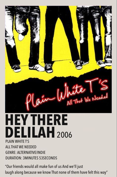 Hey There Delilah Aesthetic, Hey There Delilah, Chase Atlantic Song Poster, Hey There Delilah Poster, Alternative Minimalist Album Covers Chase Atlantic, Music Posters Chase Atlantic, Hotel Montell Fish Album Cover, Plain White Ts, Music Poster Ideas