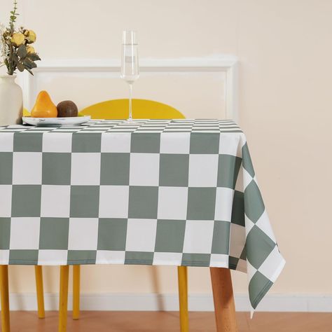 Amazon.com: Ohocut Checkered Table Cloth Rectangle Table, Retro Aesthetic Sage Green and White Classic Checkerboard Tablecloth for Party, Dinner Table Cover, Waterproof Wrinkle Resistant 55''x55 (2-4 Seats) : Home & Kitchen Checkerboard Tablecloth, Checkered Table Cloth, Aesthetic Sage Green, Checkered Table, Checkered Tablecloth, Dinner Table Setting, Party Dinner, Square Tablecloth, Checkerboard Pattern