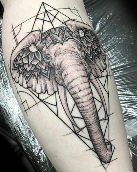 Geometric elephant mandala dotwork tattoo black and grey inkwell tattoo max McCartney Geometric Elephant Tattoo, Mandala Elephant Tattoo, Creation Logo, Geometric Elephant, Tattoo Dotwork, Elephant Tattoo Design, Skeleton Hand Tattoo, Tattoos Geometric, Elephant Tattoo