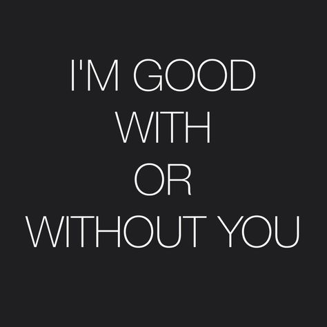 I'm good with or without you Without You Quotes, Im Good, Ill Be Fine, Warrior Quotes, Daughters Of The King, 2024 Vision, Without You, Marriage Advice, Im Awesome