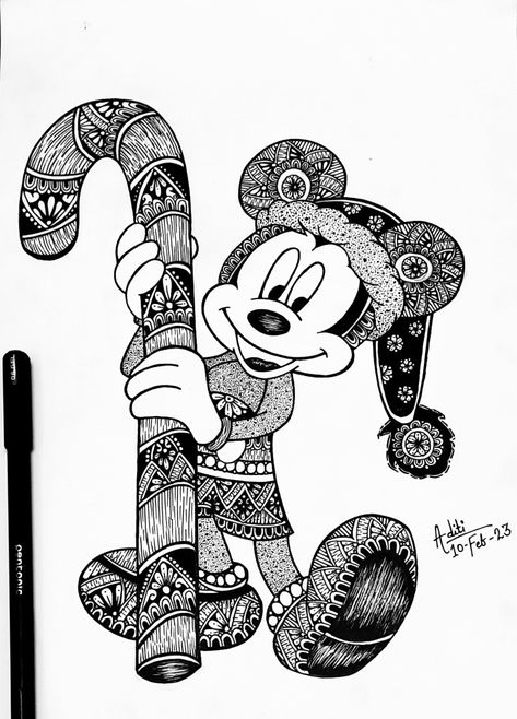 Cake Mandala Art, Mickey Mouse Mandala Art, Mickey Mouse Mandala, Mandala Art Drawing, Mouse Drawing, Flower Drawing Design, Mandala Art Lesson, Abstract Art Painting Diy, Doodles Zentangles