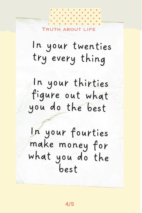 In your twenties: Explore various experiences and opportunities to gain exposure and discover your interests and passions. In your thirties: Focus on identifying your strengths and talents, and determine the areas where you excel the most. In your forties: Capitalize on your strengths and expertise to generate financial success and make money doing what you do best. In Your Thirties, In Your Twenties, Your Twenties, Financial Education, Business Success, Financial Success, Success Business, Make Money, The Twenties