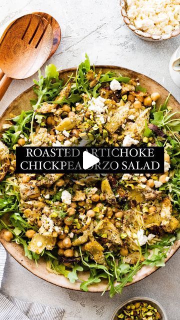 Maria Lichty | Two Peas & Their Pod on Instagram: "ROASTED ARTICHOKE ORZO SALAD💚

This Roasted Artichoke Orzo Salad with arugula, chickpeas, feta cheese, pistachios, dill, and a simple lemon vinaigrette is fresh, satisfying, and delicious. It’s a great salad for spring and summer!🎉

➡️ COMMENT the word SALAD and I will DM you the clickable link to the recipe! 

#salad #artichokes #saladrecipe #chickpeas #recipe #twopeasandtheirpod #orzo" Artichoke Orzo, Artichoke Salad Recipes, Word Salad, Artichoke Salad, Chickpeas Recipe, Roasted Artichoke, Recipe Salad, Orzo Salad, Lemon Vinaigrette