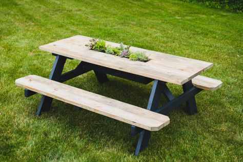 DIY Picnic Table Hack 3 Ways! | East Coast Creative Picnic Table On Deck, Picnic Table Makeover Paint, Beach Picnic Table Diy, Picnic Table Backyard, Painted Picnic Table, Garden Picnic Bench, Diy Painted Picnic Table, Painted Picnic Table Ideas Fun, Kids Picnic Table Paint Ideas