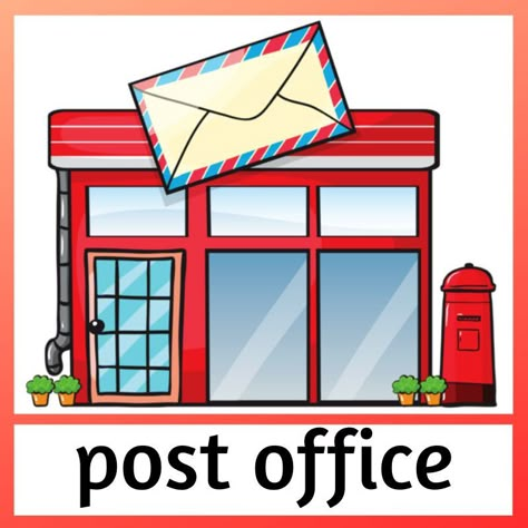 Post Office Drawing, Post Box Drawing, Post Office Illustration, Post Office Activities, Cell City, Concept Wall, Office Drawing, Office Cartoon, Primary School Art