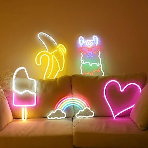 Neon Light Art, Led Neon, Rainbow Sign, Neon Lamp, Neon Sign Bedroom, Neon Nights, Neon Rainbow, Led Neon Lighting, Creative Wall