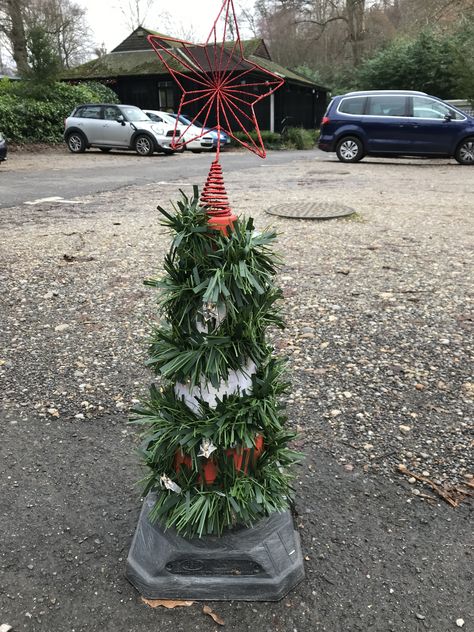 Christmas Tree Traffic Cone Traffic Cone Christmas Tree, Christmas Cones, Cone Crafts, Traffic Cone, Cone Trees, Cone Christmas Trees, Cones Crafts, Christmas Wreaths, Craft Ideas