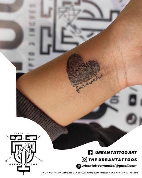 Couple Finger Print Tattoo Ideas, Finger Print Couple Tattoo, Thump Print Tattoos, Couples Fingerprint Tattoo Ideas, Thumbprint Heart Tattoo Placement, Thumb Print Tattoos Ideas Heart, Kids Fingerprint Tattoo, Finger Print Heart Tattoos, Boyfriend Tattoos For Women