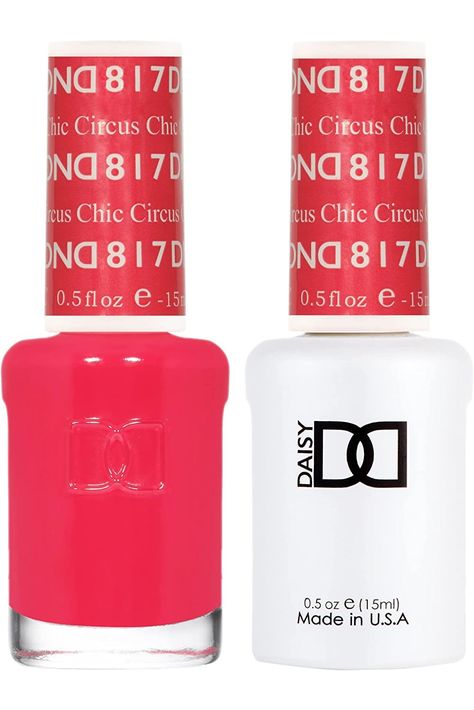 DND GEL DUO 817 CIRCUS CHIC Circus Chic Nail Color, Circus Chic, Red Gel Polish, Nail Polish Shades, Dnd Gel Polish, Red Nail Polish, Color Book, Red Nail, Chic Nails