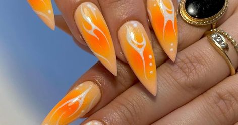 Nail Design Glitter, Royal Diamond, Halloween Acrylic Nails, Airbrush Nails, Classy Acrylic Nails, Butterfly Nail, Orange Nails, Birthday Nails, Nail Art Ideas