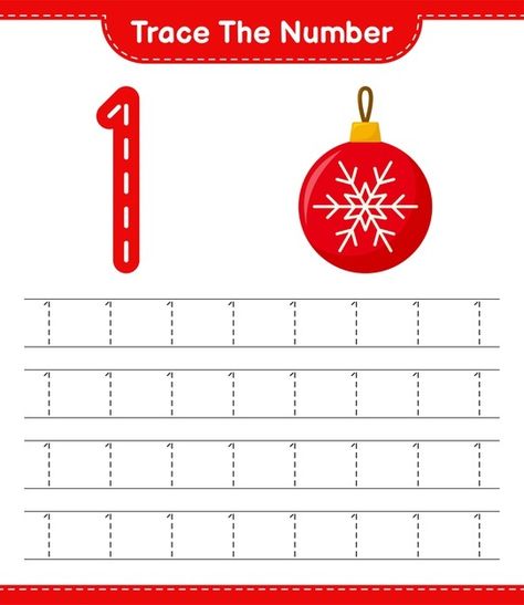 Trace the number educational worksheet | Premium Vector #Freepik #vector #christmas #education #number #christmas-ball Homework Sheet, Holiday Homework, Vector Christmas, Educational Worksheets, Christmas Ball, Number 3, Number 1, Homework, Premium Vector