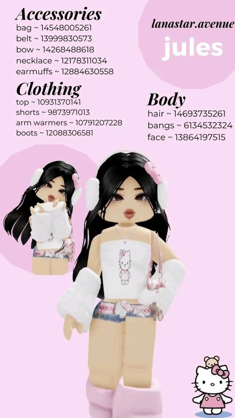 Berry Avenue Outfit Code, Preppy Decal, Code Clothing, Code Clothes, Emo Roblox Avatar, Kitty Clothes, Hello Kitty Clothes, Black Hair Roblox, Aesthetic Roblox Royale High Outfits