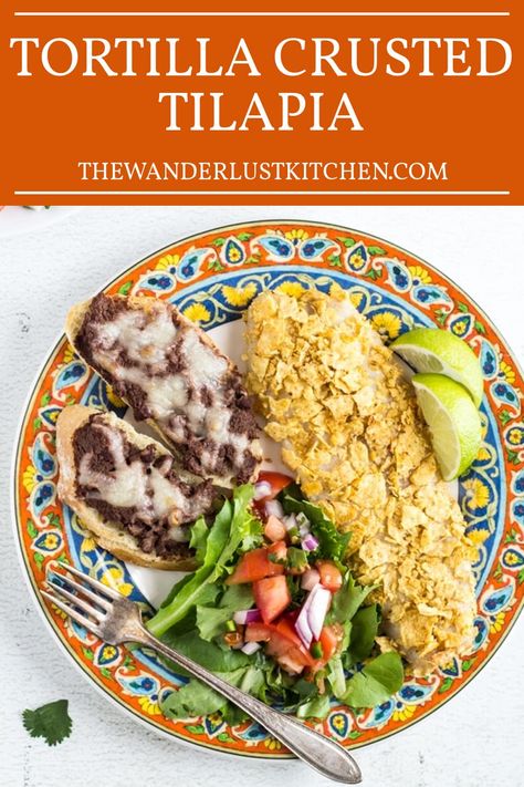 Tortilla Crusted Tilapia Recipe Tortilla Crusted Tilapia, Tilapia Recipe, Crusted Tilapia, Tilapia Recipes, Fried Fish, Inspired Recipes, Picky Eaters, Tortilla Chips, Kitchen Recipes