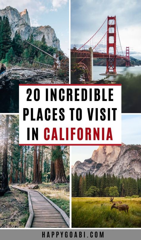 Want to take a trip to California? If so, then check out these incredible places to visit in California! These 20 locations are some of the most amazing places to see in this state...from cities, to mountains, to beaches, to national parks. So take a look and start planning your California vacation today! | #travel #california #vacation #unitedstates #usa | places to go in California | where to go in California | must see places in California Plane Tips, Places To Visit In California, Usa Places, Blogger Aesthetic, Trip To California, Travel Plane, California Aesthetic, California Travel Guide, California Trip