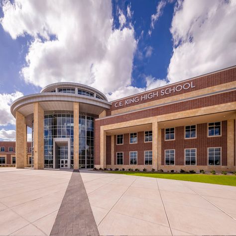 CE_King-HS-1600x1600 Modern Highschool Exterior, School Building Reference, Highschool Exterior Design, High School Building Aesthetic, American School Building, American Highschool Exterior, Highschool Buildings, Rich High School Aesthetic, School Aesthetic Exterior