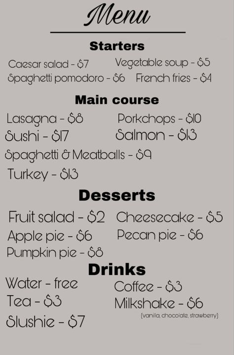 Desserts Menu, Drink Menu, Pecan Pie, Main Course, Drinking Water, Drinks, Quick Saves