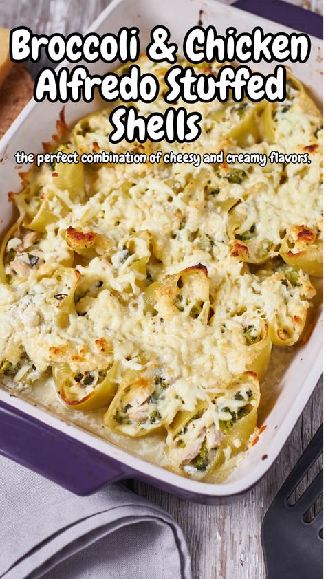 Experience Broccoli & Chicken Alfredo Stuffed Shells! 🥦🍗🧀 These hearty pasta shells are filled with a creamy blend of tender chicken, nutritious broccoli, and savory Alfredo sauce. Perfect for a cozy family dinner or a special gathering, this easy-to-make dish offers a delicious twist on classic Italian flavors. Top with mozzarella and bake to golden perfection. #StuffedShells #ChickenAlfredo #ItalianComfortFood #EasyDinner #FamilyMeals Life In The Lofthouse Recipes, Broccoli Chicken Alfredo, Broccoli And Chicken, Alfredo Stuffed Shells, Chicken Alfredo Stuffed Shells, Chicken Stuffed Shells, Creamy Alfredo Sauce, Chicken Broccoli Alfredo, Nutrient Packed Smoothies