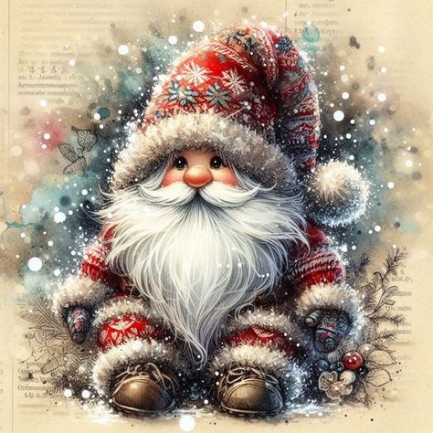 Gnome Images, Create Christmas Cards, Gnome Clipart, Christmas Diamonds, Bird Theme, Round Canvas, Christmas Scenes, Cards Christmas, Anime Sketch