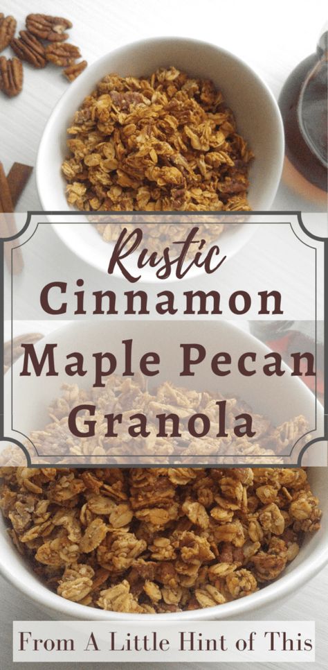 Pecan Granola Recipe, Maple Pecan Granola, Apple Crisp Topping, Pecan Granola, Crisp Topping, Maple Granola, Homemade Granola Healthy, Granola Recipe Healthy, Cinnamon Granola