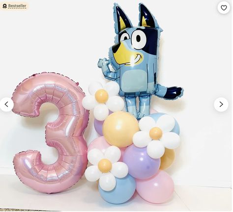 Puppy Pawty, Bluey Birthday Party, Birthday Party Balloons, Balloon Tower, Dog Girl, Bluey And Bingo, Bluey Birthday, 2nd Birthday Party Themes, Third Birthday