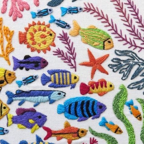 one thing about us? our moodboards never miss🔭🛸 Sea Embroidery Ideas, Ocean Embroidery Patterns, Ceramics Room, Epq Ideas, Ocean Embroidery, Embroidery Pattern Design, Ocean Wonders, Fish Embroidery, Pdf Embroidery Pattern