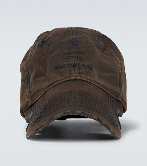 Balenciaga distressed baseball cap Balenciaga Cap, Custom Fitted Hats, Distressed Baseball Cap, Denim Cap, Distressed Hat, Fashion Cap, Street Fashion Men Streetwear, Mens Outfit Inspiration, Cap Men