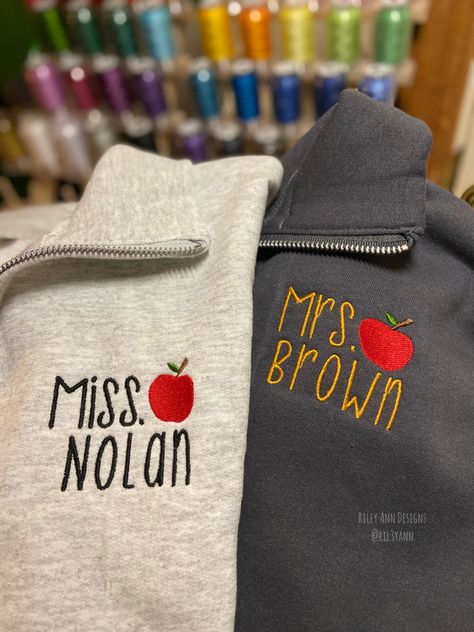 So many options at Riley Ann Designs 🤍 #teacher #teacherootd #embroidery #teach #schooloutfits Teacher Embroidery Designs, Embroidery Teacher, Teacher Embroidery, Teacher Ootd, Hat Embroidery, Custom Embroidery, School Outfits, Embroidery Designs, Embroidery