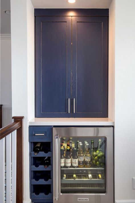 Fridge Nook, Small Pantry Closet, Small Wet Bar, Wine And Beer Fridge, Wine And Coffee Bar, Bar Nook, Coffee/wine Bar, Newly Remodeled Kitchens, Beer Fridge