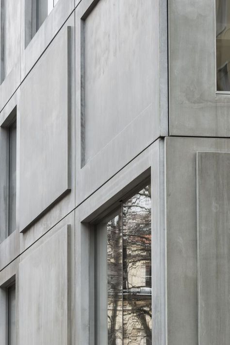 Precast Concrete Facade, Concrete Panel Facade, Concrete Facade Architecture, Facade Concrete, Grey Architecture, Concrete Elements, Swiss Architecture, Precast Concrete Panels, Concrete Exterior