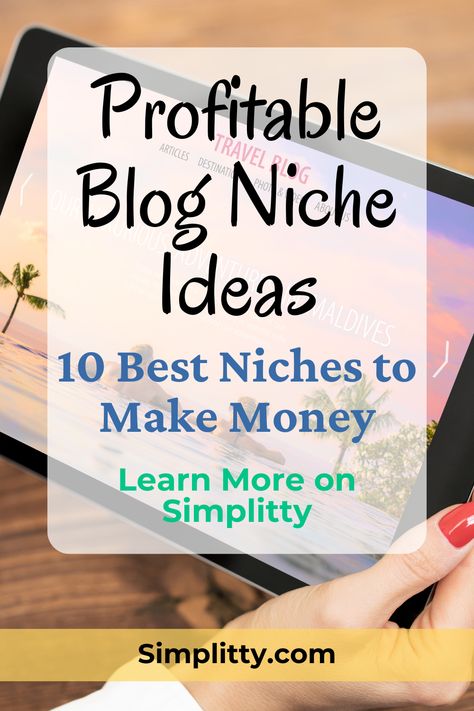 Ready to turn your blog into a money-making machine? 💰📝 Discover the 10 best profitable blog niche ideas for 2024. Get inspired and start your journey to blogging success today! 💻✨ #BloggingTips #ProfitableNicheIdeas #BloggingSuccess via @Simplitty Best Blogging Niches, Dropshipping Niche Ideas, Blog Niche Ideas, Blogging Niche, Niche Ideas, Ideas To Make Money, Money Making Machine, Blog Names, Blog Niche