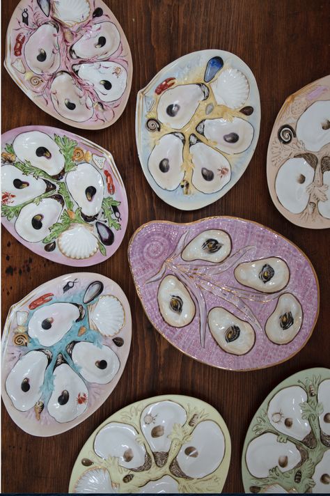 Oyster Platter, Plate Wall Art, Pottery Inspo, Plate Collection, Plates Diy, Plates For Sale, Ceramic Inspiration, Oyster Plates, Architecture Home