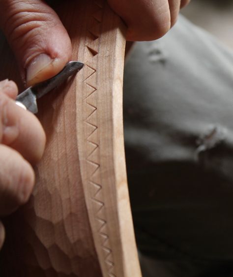 Spoon Bending, David Fisher, Wood Bowls Carving, Cherry Bowl, Bowl Turning, Green Woodworking, Chip Carving, Wood Carving Patterns, Metal Shop