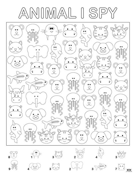 Help your little ones learn their animals or just have fun finding them with these 4 Animal I Spy printables. Print from home. 100% FREE! I Spy Animals Printable, I Spy Disney Printable, Animal Memory Game Free Printables, Wild Animals Printable, I Spy Summer Printables For Kids Free, Wild Animals Word Search, Memorial Day Coloring Pages, Giraffe Coloring Pages, Lion Coloring Pages