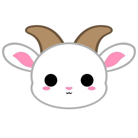 Goat Illustration Cute, Goat Face Drawing, Goat Icon, Goat Drawing, Goat Face, Goat Sticker, White Goat, Capricorn Art, Face Outline