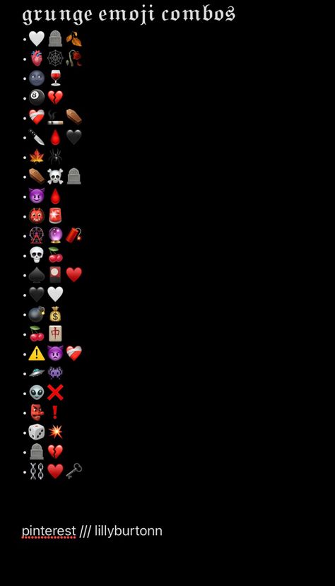 Grunge Emojis Combos, Grunge Emoji, Savage Emoji Combos, Hot Emoji Combinations, Grunge Emoji Combinations, Scene Emojis Combo, Emo Emoji Combos, Goth Emoji Combos, Grunge Captions