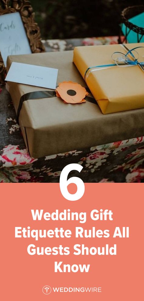 6 Wedding Gift Etiquette Rules All Guests Should Know - Just received a wedding invitation? Here's everything you need to know about wedding gift etiquette, to ensure you get the right present in a timely fashion. Read more on WeddingWire. {Kuhs State & Farm} Wedding Gift Etiquette, Wedding Guest Etiquette, Etiquette Rules, Wedding Invitation Etiquette, Wedding Etiquette, Weddings By Color, Wedding Gift Registry, Watercolor Floral Wedding Invitations, State Farm