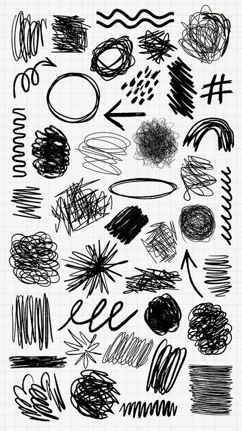 Cute Scribbles, Scribbles Aesthetic, Doodle Png, Pen Doodles, Arrow Art, Lines Art, Abstract Art Paintings Acrylics, Black Brush, Instagram Collage