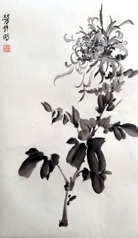 Japanese Brush Painting, Chinese Flower Painting, Chinese Ink Painting, Japanese Ink Painting, Chinese Artwork, Sumi E Painting, Ink Wash Painting, Japanese Art Prints, Chinese Brush Painting