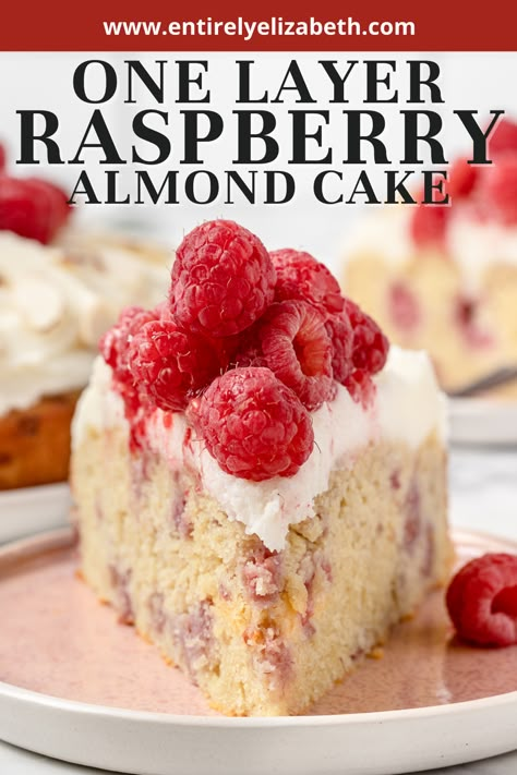 Flourless Almond Cake With Raspberry, Almond Sponge Cake Recipes, Almond Baking Recipes, Almond Raspberry Cake Recipe, Raspberry Desserts Cake, Almond Cake With Raspberry Filling, Almond Raspberry Cake, Raspberry Desserts Easy, Entirely Elizabeth