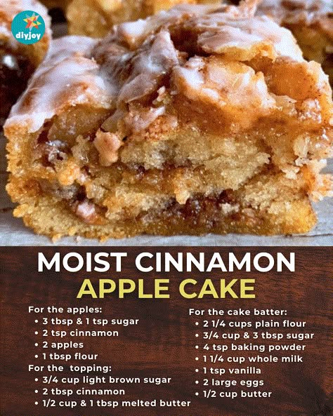 Moist Cinnamon Apple Cake Best Apple Cake, Cinnamon Snack, Cinnamon Apple Cake, Cinnamon Cake Recipes, Moist Apple Cake, Apple Cinnamon Cake, Cinnamon Bread Recipe, Apple Bread Recipe, Apple Cake Recipe