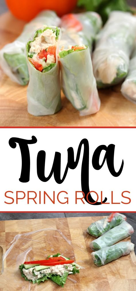 Tuna Spring Rolls, Easy Spring Rolls Recipe, Asian Spring Rolls, Picnic Appetizers, Summer Rolls Recipe, Spring Roll Sauce, Healthy Picnic, Fresh Spring Rolls, Spring Roll Recipe