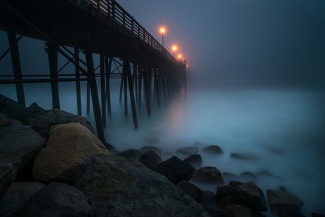 Foggy Night at the Oceanside Pier by larrymarshall - Lost In The Fog Photo Contest #ProfessionalPhotos #GreatPhotos #BeautifulPhotos Oceanside Pier, Foggy Night, Beach Books, Rural Scenes, The Fog, Night Aesthetic, Beach Aesthetic, Heaven On Earth, Book Of Life