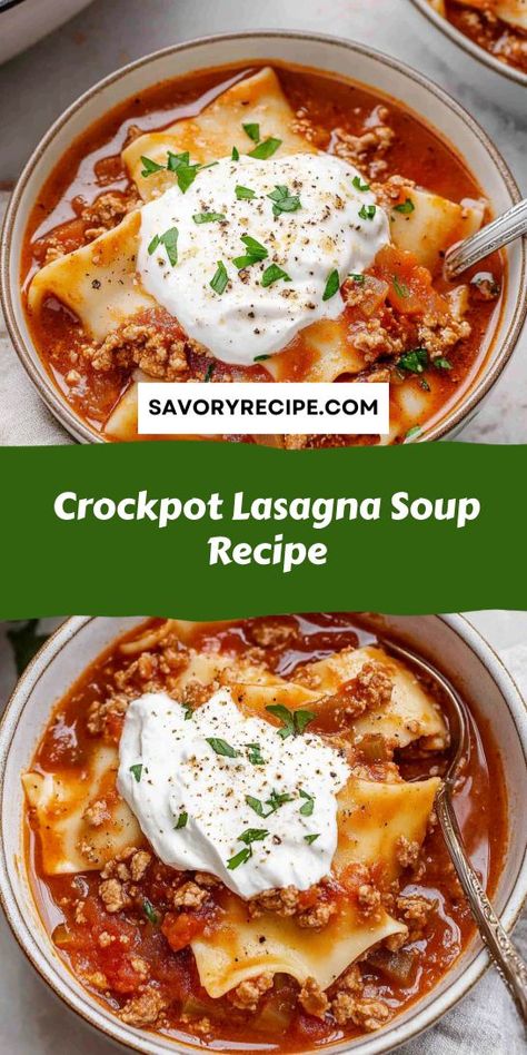 Looking for a delicious way to switch up your ground beef recipes? This Crockpot Lasagna Soup Recipe offers a warm, satisfying bowl of goodness that's perfect for any occasion. Make sure to save this recipe for a quick and tasty weeknight dinner option! Easy Crockpot Lasagna Soup, Easy Crockpot Lasagna, Crockpot Lasagna Soup Recipe, Crockpot Lasagna Easy, Slow Cooker Lasagna Soup, Quick Crockpot Meals, Lasagna Soup Crockpot, Easy Crockpot Soup, Easy Lasagna Soup