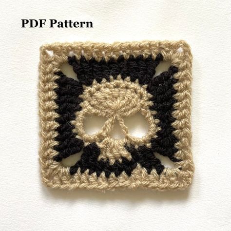 This listing is a PDF file with instructions on making the granny square, NOT the finished product! The pattern is in US crochet terms and suitable for higher beginners/intermediate crocheters. Each step is accompanied by captioned and labeled images for guidance. The squares are great for making bags, pockets, handkerchiefs, etc. If you use light/medium weight yarn, the square will measure approximately 10cm tall and across. Blocking is not necessary but highly recommended. Materials: Up to 3 c Granny Square Items, Bat Granny Square Pattern, One Colour Granny Square Pattern, Japanese Granny Square, Gothic Granny Square, Grandma Square Crochet Pattern, Big Granny Square, How To Crochet A Square, Skeleton Granny Square