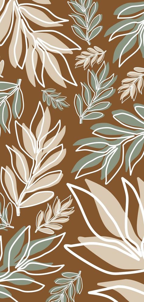 Aesthetic Wallpaper Earth Tone, Botanical Background Wallpapers, Earthtone Wallpaper Aesthetic, Boho Print Wallpaper, Earthtone Aesthetic Wallpaper, Fall Tones Wallpaper, Boho Leaves Wallpaper, Earth Tone Phone Wallpaper, Earth Tone Iphone Wallpaper