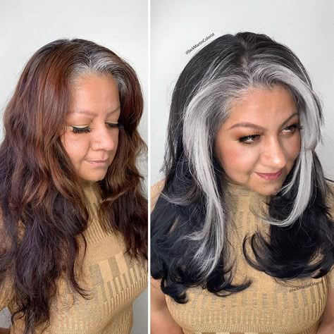 Hairdresser Refuses To Color White Strands And Creates Gray Queens (New Pics) Grey Hair Transition, Gray Highlights, Gray Blending, Grey Blending, Pepper Hair, Grey Hair Styles, Granny Hair, Gray Hair Color, Grey Hair Transformation