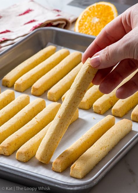 Shortbread Sticks Recipe, Cookie Straws, Orange Shortbread Cookies, Loopy Whisk, Orange Shortbread, Cookie Sticks, Orange Cookies, Cooking Cookies, Shortbread Cookie