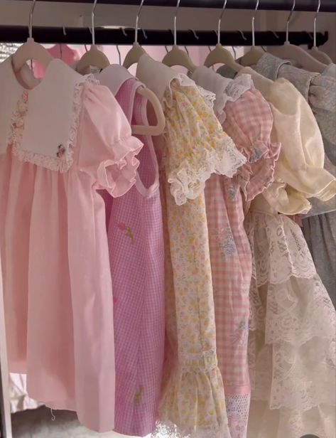 Baby dresses Coquette Pregnant, Baby Doll Dress Coquette, Spring Coquette Sleep Dress, Cottagecore Baby, Dollcore Outfits, Coquette Baby Clothes, Vintage Baby Dresses Summer, Prairie Dresses, I Want A Baby