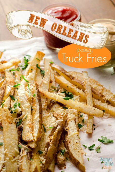 delicious homemade truck fries that are crispy, zesty, and baked! New Orleans Food, Fries Recipe, Cajun Recipes, Potato Dishes, Side Recipes, Gumbo, French Fries, Side Dish Recipes, I Love Food